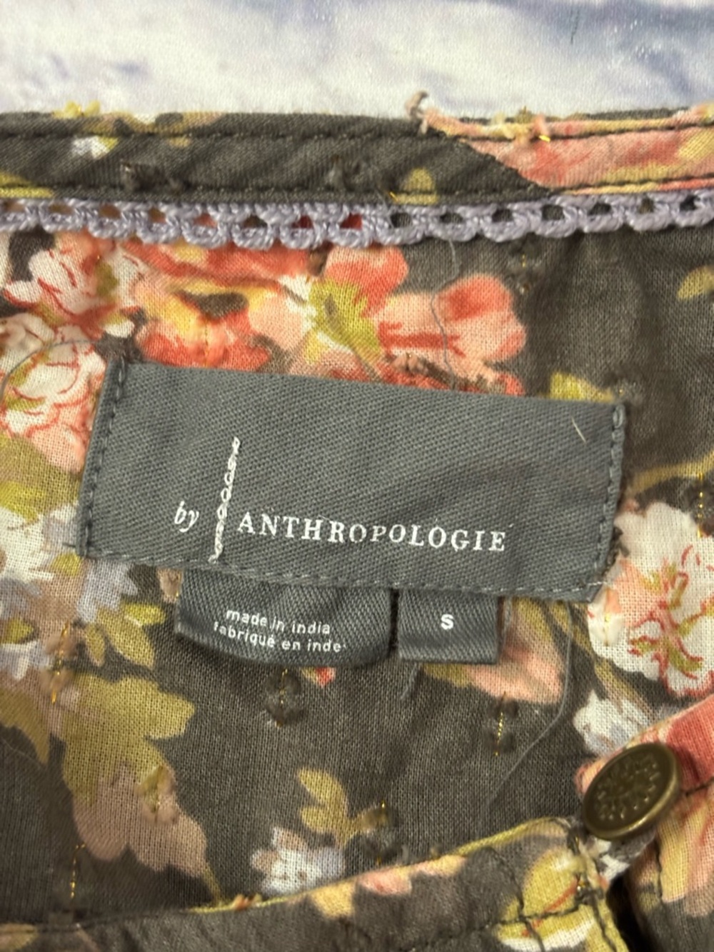 Anthropologie Michaela Floral Swiss Dot Long Sleeve Peasant Top Womens Small - Picture 13 of 15